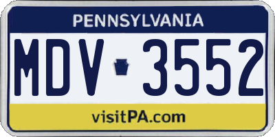 PA license plate MDV3552