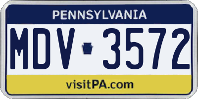 PA license plate MDV3572