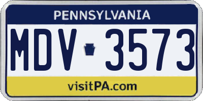 PA license plate MDV3573