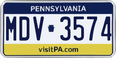 PA license plate MDV3574