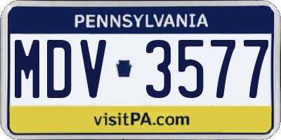 PA license plate MDV3577