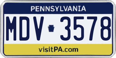 PA license plate MDV3578