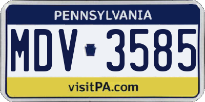 PA license plate MDV3585