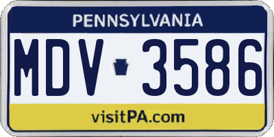 PA license plate MDV3586