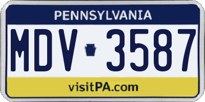 PA license plate MDV3587