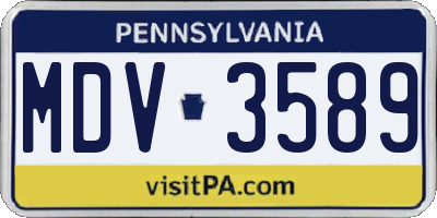 PA license plate MDV3589