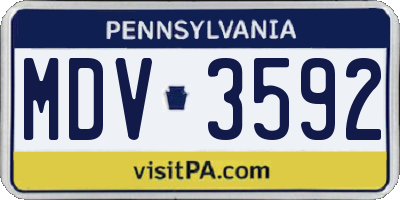 PA license plate MDV3592