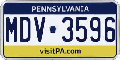 PA license plate MDV3596