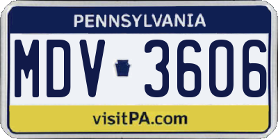 PA license plate MDV3606