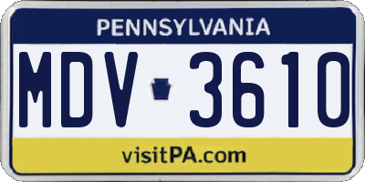 PA license plate MDV3610