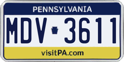 PA license plate MDV3611