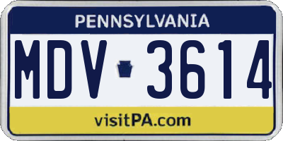 PA license plate MDV3614