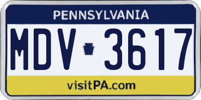 PA license plate MDV3617