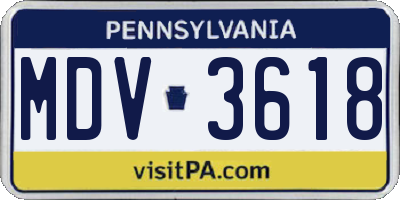PA license plate MDV3618