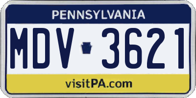 PA license plate MDV3621