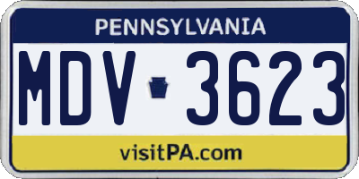 PA license plate MDV3623