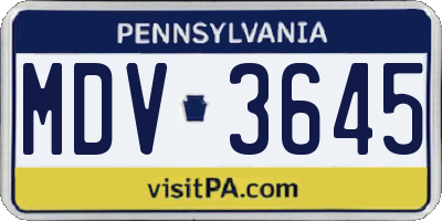 PA license plate MDV3645
