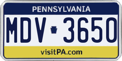 PA license plate MDV3650
