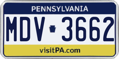 PA license plate MDV3662