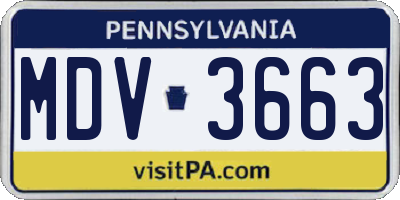 PA license plate MDV3663