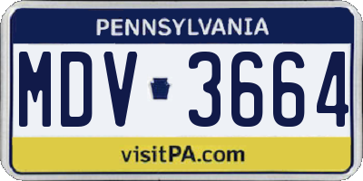 PA license plate MDV3664