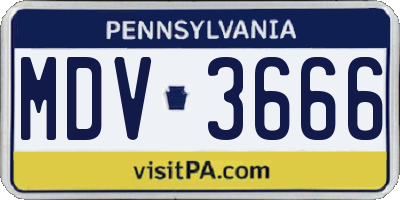 PA license plate MDV3666