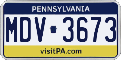 PA license plate MDV3673