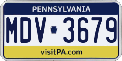 PA license plate MDV3679