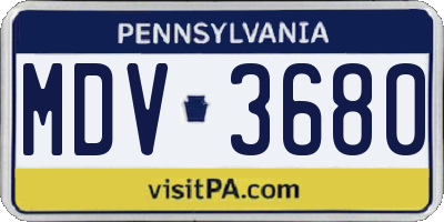 PA license plate MDV3680