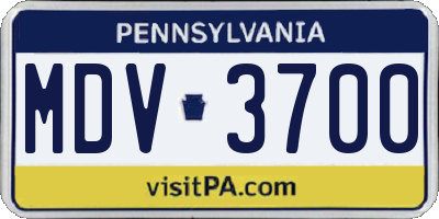 PA license plate MDV3700