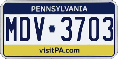 PA license plate MDV3703