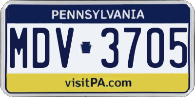 PA license plate MDV3705