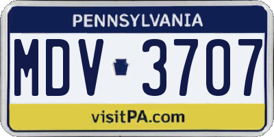 PA license plate MDV3707