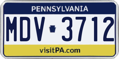 PA license plate MDV3712