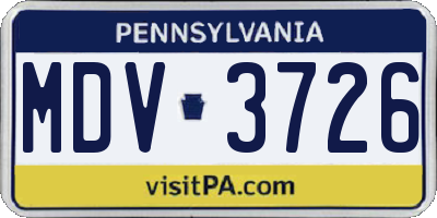 PA license plate MDV3726