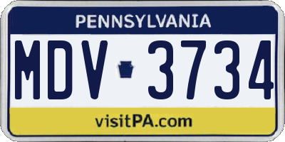 PA license plate MDV3734