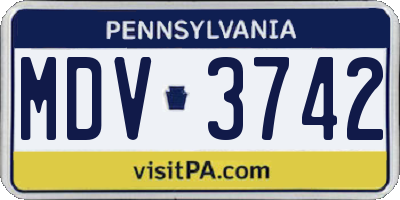 PA license plate MDV3742