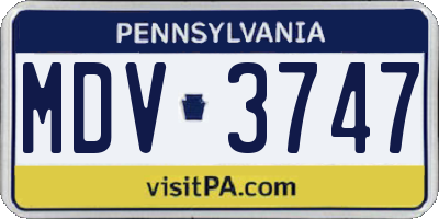 PA license plate MDV3747
