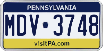 PA license plate MDV3748