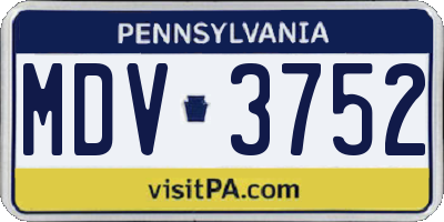 PA license plate MDV3752