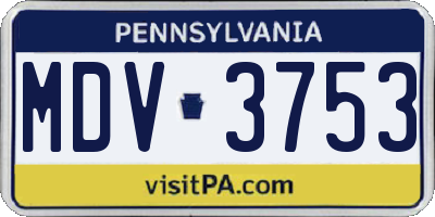PA license plate MDV3753