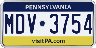 PA license plate MDV3754