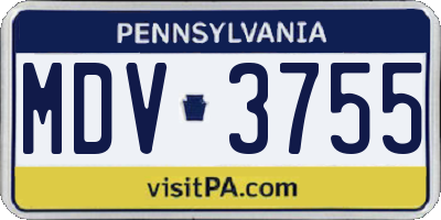 PA license plate MDV3755