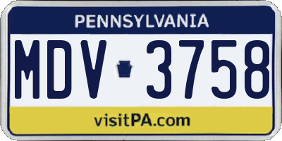 PA license plate MDV3758