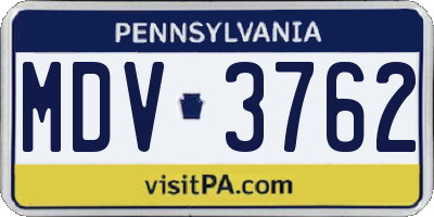 PA license plate MDV3762