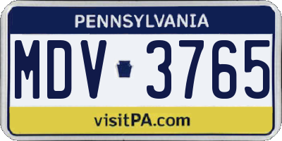 PA license plate MDV3765