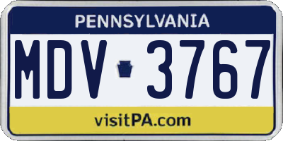 PA license plate MDV3767