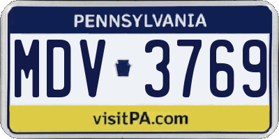 PA license plate MDV3769