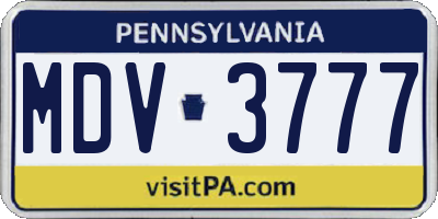 PA license plate MDV3777