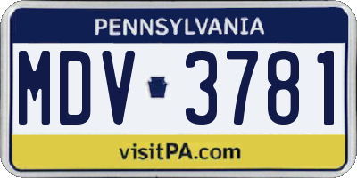 PA license plate MDV3781